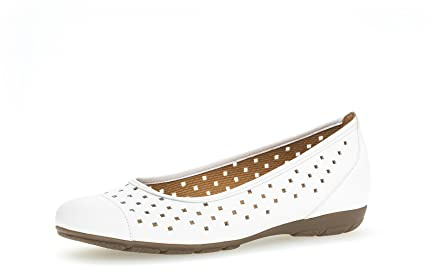 Gabor Damen Klassische Ballerinas, Frauen Flats,Ballerina-Schuhe,Ballett-Schuhe,Ballet-Flats,Ausgehschuhe,Abendschuhe,Pumps,Weiss,39 EU / 6 UK