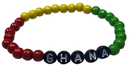 Armband Armreif Armkette Fanartikel Fußball Holzperlenarmband EM WM Sport Flagg Armband Damen Herren Kinder Unisex Ghana