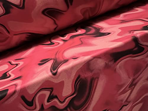 Scuba Neopren-Stil, Stretch-Spandex-Jersey-Stoff, Meterware, Wirbel-Druck, Kirschrot und Altrosa