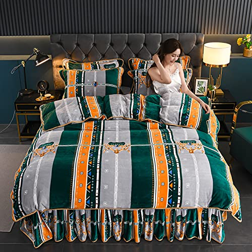 WeihnachtsbettwäSche-Mikrofaser-BettwäSche-Set-Heimtextilien, 4 StüCk, Flanell, Bettbezug, Weiche, Warme, Korallenrote Fleecedecke, Winter-Bettbezug, üBerwurf, Mechanische WäSche-Geschenke FüR MäNner