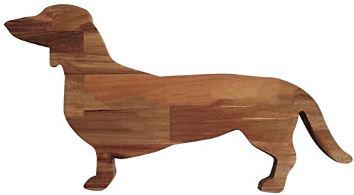LIBOOI Speiseteller aus Holz, niedliche Dackel-Hundeform, Serviertablett, Käse-Schneidebrett, einzigartiges Holz-Charcuterie-Brett für Zuhause, Urlaub, Party, Geschenk