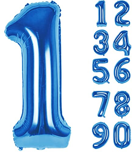 Luftballon 1. Folienballon Geburtstag Zahlen Luftballons,Blau XXL Riesen Zahl 1. Helium Ballon für Mädchen Junge Mann Frau 1. Geburtstagdeko Babyparty Jubiläum Festival Unternehmen Deko Zahlenballons
