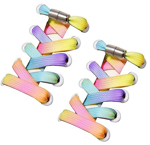 2 Pares Cordones Planos, 100 cm Cordones Zapatillas Sin Nudo, Cordones Zapatillas Poliéster, Cordones Universales Ajustables, Cordones Reemplazo Para Calzado Deportivo/Lona/Informales Colorido
