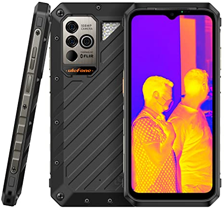 Ulefone Power Armor 19T Wärmebildkamera (Lepton 3.5) Outdoor Handy ohne Vertrag, 108MP Kamera, 12GB+256GB, 6.58'' 120Hz FHD+, IP68 Wasserdichtes Android 12 Smartphone DUAL SIM, Drahtloses Laden NFC