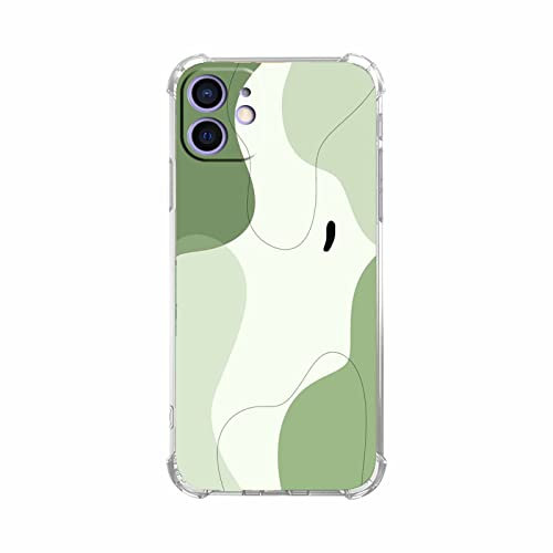 Vesidurt Sage Green Line for iPhone 12, Minimalist Art Pattern Case for Men Women, Soft TPU Protective Case
