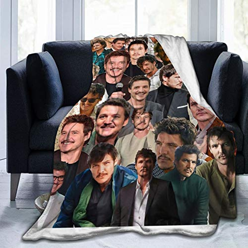 LOUJIN Pedro Pascal Foto-Collage, weiches und bequemes, warmes Fleece, für Sofa, Büro, Bett, Auto, Camping, Couch, gemütlicher Plüsch-Überwurf, Strand, 125 cm x 100 cm