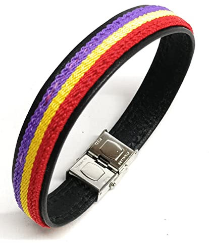 Pulsera de cuero | Bandera República | Pulsera piel Republicana negro