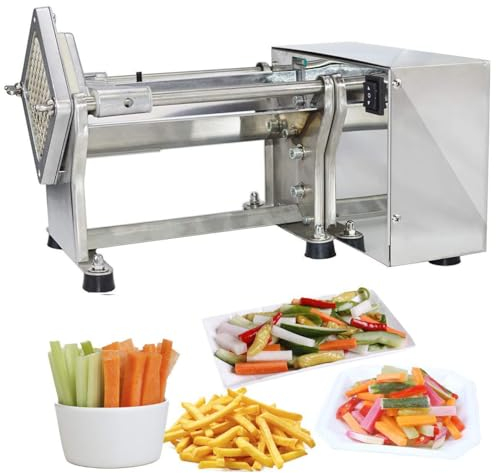 TAHALI Electric French Fry Cutter, 60W Commercial French Fry Cutter with 3 Blade, Stainless Steel Semi -Automatic Vegetable Chopper for Potatoes Carrots Cucumbers