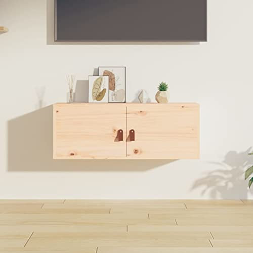ZEYUAN Wandschrank, Hängeschrank, Fernsehschrank, Sideboard Hängend, Sideboard Tv Lowboard, Tv Cabinet, 80x30x30 cm Massivholz Kiefer