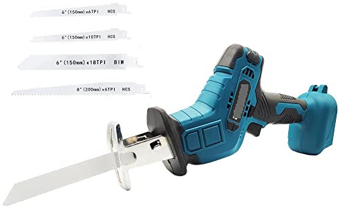 Sierra alternativa Sierra recíproca inalámbrica de 18V, sierra eléctrica de velocidad ajustable, corte de tubos de madera, Metal y PVC, compatible con batería de 18v sin batería Diseño ligero y compac