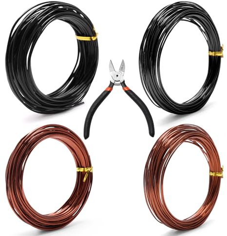 Zhaoyao Bonsai Training Wire Kit for Bonzai Trees Indoor, Bonsai Wire Kit, Aluminum Wire for Handicrafts, Bonsai Tool Set with Cutter Size of 1-mm, 1.5-mm, 2-mm