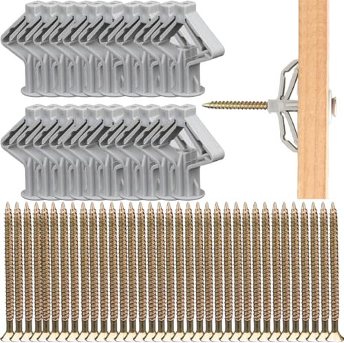120Pcs Tasselli con Viti per Cartongesso (60 Tasselli + 60 Vite Autofilettanti), Tasselli per Cartongesso, Tubo di Espansione, Tasselli Autofilettanti in Cartongesso per Mattone Forato, Cartongesso