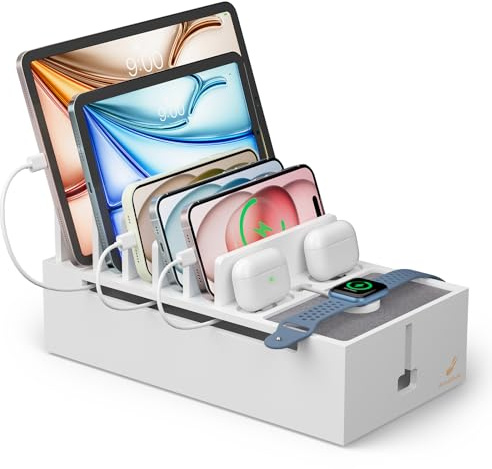 Pezin&Hulin Bamboo Cable Management Box, Charging station, White