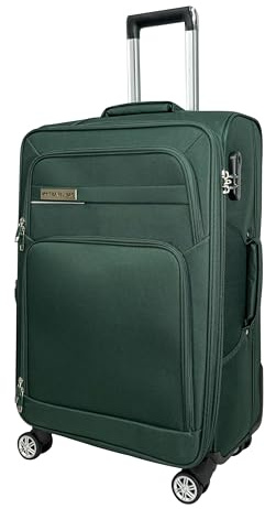 MY TRAVEL BAG Koffer Handgepäck Stoff Rollkoffer Reisekoffer Trolley Erweiterbar mit Zwillingsrollen (M/L/XL/XXL oder 4er Set) Weichgepäck (Smaragdgrün, Mittlerer Koffer (65cm))
