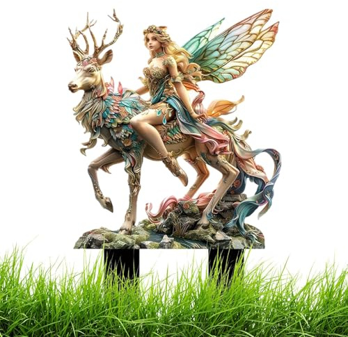 Fee Statue Gartendeko Ornament Miniatur Feen Figuren Blumentopf Pfähle Aus Acryl, Elfen Gartenfiguren Blumentopf Dekoration Für Drinnen Und Draußen, Dekorative Gartenkunst