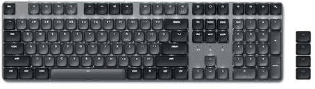Satechi SM3 Mechanical Keyboard, 108 Keys Full Size with White LED Backlit, Wired and Bluetooth Keyboard for Mac and Windows - Dark Grey/Grey (US-QWERTY LAYOUT)