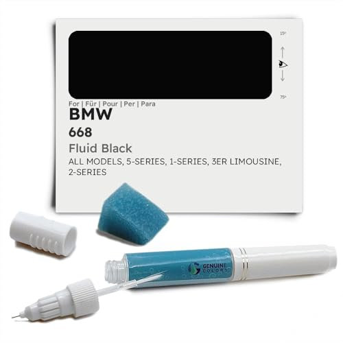 Genuine Colors Lackstift Fluid Black 668 für BMW Schwarz 5-Series 1-Series 3ER Limousine 2-Series
