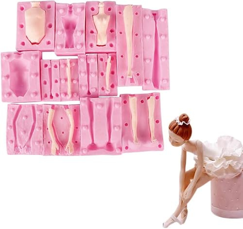 7 Packs Dolls Body Leg Arm Model Man Lady Girl Child Body Silicone Fondant Molds Aromatherapy Plaster Clay Mold Chocolate Biscuit Sugar Craft Mould DIY Cake Decorating Supplies Baking Tools
