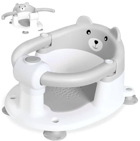 Baby Badewannensitz für Babys ab 6 Monaten, Kleinkind-Badesitz für Säugling & Neugeborene, Rutschfester Sit Up Babywannensitz mit 4 Saugnäpfen & weichem Kissen