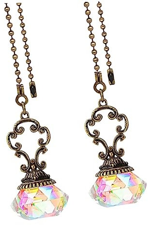 Uonlytech Chandelier Chain Pulls Set Crystal Ball Pull Chain for Ceiling Fan Light Fitting