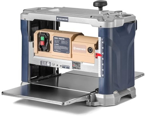 WOODSTARTER 13-Inch Benchtop Wood Planer, 10,000 RPM with 3 HSS Blades, 21 ft/min Feed Rate, Adjustable Planing Height 1/4 to 6-1/4, Multi-Size Dust Port, Overload Protection for Woodworking