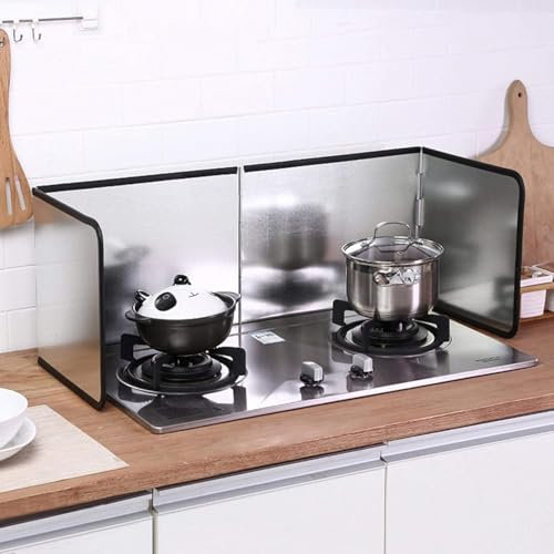 Beler Paraschizzi da cucina, 76 x 29 x 30 cm, 4 paraschizzi laterali da cucina, pieghevole, anti-splatter Shield con rivestimento antiaderente per cucine, fornelli, padella, parete (M(76 x 29 x 30 cm)