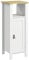 kleankin Slim Bathroom Storage Unit with Open Shelf, Bathroom Storage Cabinet with Beadboard Door and Adjustable Shelf, 32 x 30 x 80 cm, White