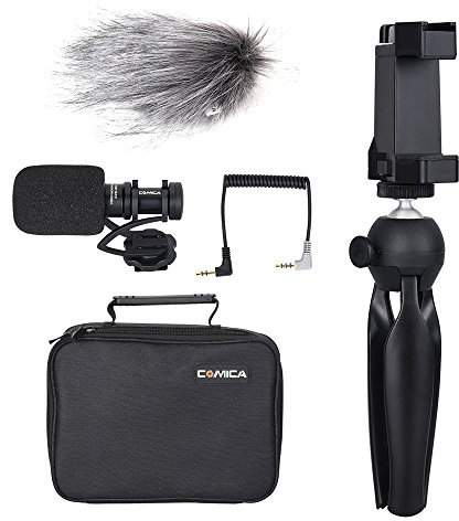 Qukaim COMICA CVM-V30 LITE Microphone, Super-Cardioid Polar Pattern, Cold-Shoe Design Condenser MIC for Smartphone and Camera, Black