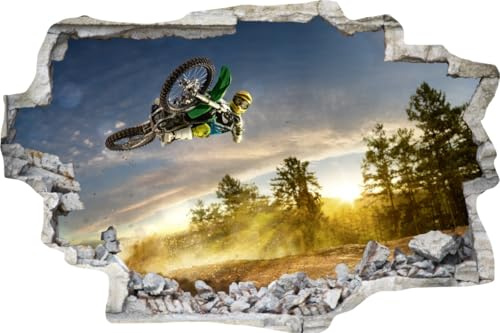 DesFoli Wandtattoo Motocross Stunt - verschiedene Rahmentypen DW000224 Farbe Grauer Stein Querformat, Größe 105 cm x 70 cm