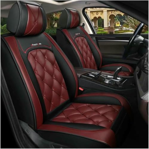 GSDOMJ Car Seat Covers Fit For Jaguar XF 2007-2020/Jaguar XE 2015-2018 Genuine leather waterproof and breathable 5-seat seat cover auto parts，Red