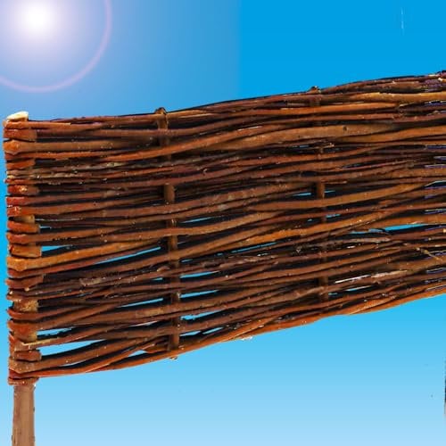 UrFence 10 pz. Recinzione Aiuole in Salice 100x20 - Staccionata in Legno per Giardino - Cordolo per Aiuole - Bordatura per Prato e Alberi - Piccolo Recinto Giardino Esterno - Bordura per Aiuola Legno