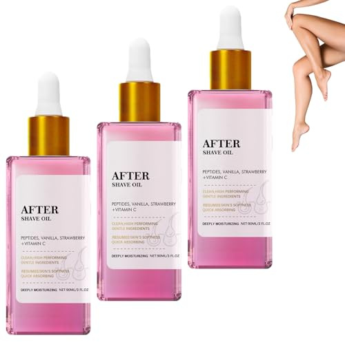 Erdbeer-Vanille-Aftershave-Öl für glatte Haut, Rasieröl beugt eingewachsenen Haaren und Trockenheit vor, Sanfte Repair-Essenzen lindern Rasurbrand, Sanfte Feuchtigkeitspflege, Glatte Haut (3pcs)