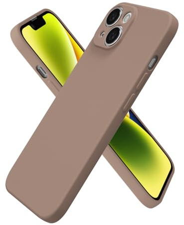 oakxco for iPhone 14 Case Silicone, Ultra Slim Thin Phone Case for Women Girls, Plain Solid Color Minimalist Aesthetic Cute Girly Design, Soft Rubber Gel TPU with Camera Cover Protection, Brown Fall