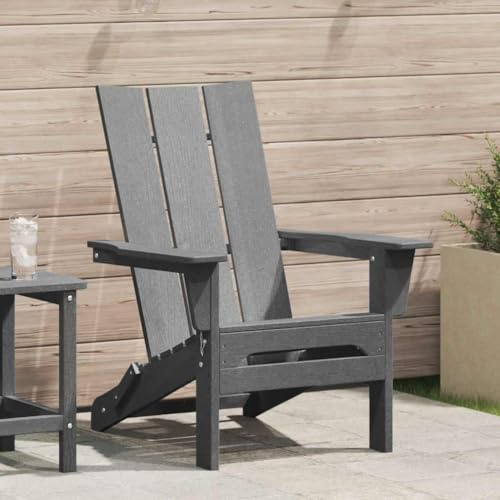 Mandloder Klappbarer Adirondack-Stuhl Hellgrau, wetterfestes Plastik für Garten, Terrasse & Balkon, 74.5x80.5x90cm Outdoor Relaxsessel mit Armlehnen, platzsparend & pflegeleicht