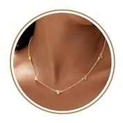 HARJJME Kette Gold Silber 925 Damen 14K Vergoldet Halskette Damen Kleeblatt Herz Perlen Cubic Zirkonia Choker Ketten Wasserfest Charm Statement Kette Modeschmuck Geschenke