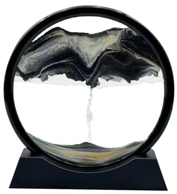 AzureLeap Sandbilder zum Drehen 3D Sandscape - die Sandkunst in Tiefsee Fließende Sandmalerei Sandbild Geschenke Sanduhr Deko Aesthetic für Büro Wohnzimmer Schreibtisch Erwachsene (SCHWARZ-7)