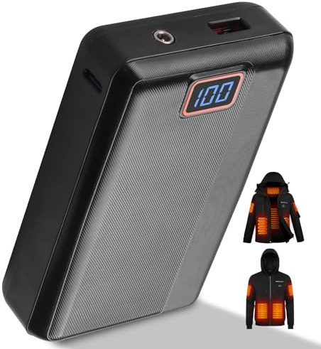 Brimekey 7.4V 20000mAh Rechargeable Power Bank with USB Cable, Fast Charge Battery Packs with LED Display for Heated Jacket, Heated Vest, Heated Hoodie, Heated Socks, Smart Mobile Devices