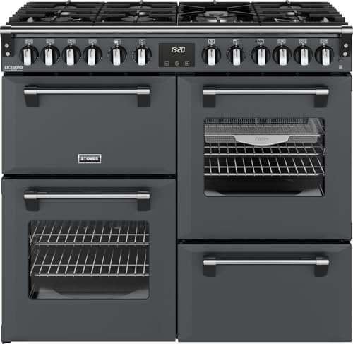 Stoves Richmond Deluxe 100DF 100cm wide Dual Fuel Range Cooker with Gas Hob - Anthracite - A Rated