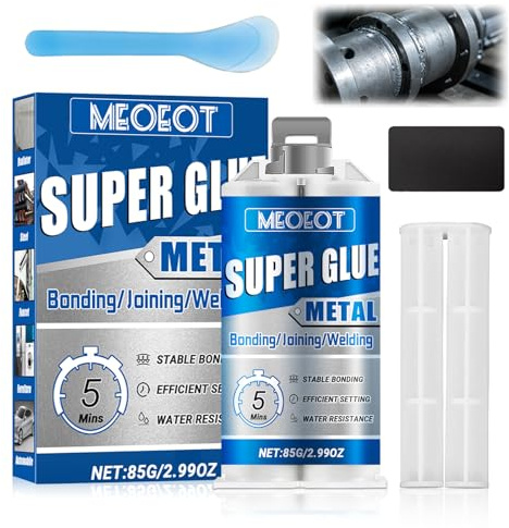 Meoeot Pegamento Metal Extra Fuerte, 85g Pegamento Metal Líquido, Ristente Al agua, Pegamento Epoxi Bicomponente de Dos Componentes, para Soldadura en Acero Inoxidable, Aleación de Aluminio
