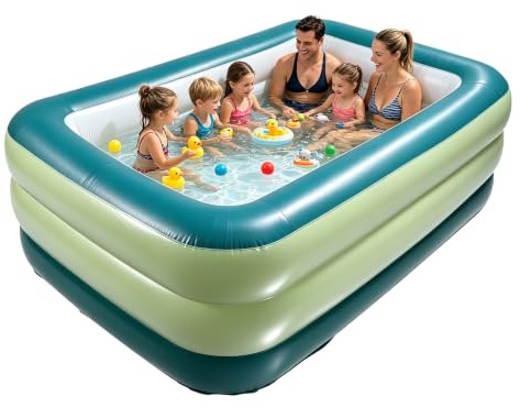 Grande Piscina Gonfiabile per Adulti e Famiglia, Piscina Gonfiabile Fuori Terra PVC Addensato a 3 Strati con Costruzione per Feste in Acqua Estive all'Aperto sul Prato del Giardino
