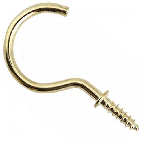 Merriway® BH01114 (20 Pcs) EB Brass Plated Shouldered Cup Mug Hooks, 19 mm (3/4 inch) - Pack of 20 Pieces