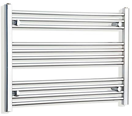 companyblue 900mm Wide Chrome Heated Towel Rail Radiator Flat/Straight Ladder for Stylish Bathroom (900 x 600 mm)