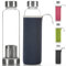 Dimono Deluxe Trinkflasche aus Glas 600ml - Sport Glasflasche Wasser-Flasche; bruchsicher mit Edelstahl Filter-Einsatz & Nylon Thermo-Hülle (Blau mit Filter)
