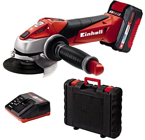Einhell Smerigliatrice angolare a batteria TC-AG 18/115 Li Kit Power X-Change (18 V, 115 mm diametro disco, 28 mm profondità taglio, soft start, senza disco, con 3,0 Ah batteria e caricabatteria)