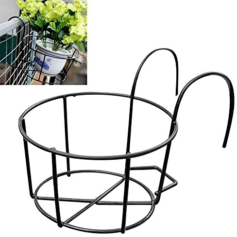 DWhui Ronde Métal Suspendu Plantes Fleur Pot Titulaire Balcon Flowerpot Titulaire pour Maison Garde-Corps De Jardin (16 CM)