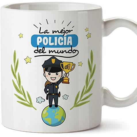 MUGFFINS Taza Regalo Mujer Policía - La Mejor Mujer Policía del Mundo - Nacional/Local/Guardia Civil/Ertzaintza/Mossa d'esquadra