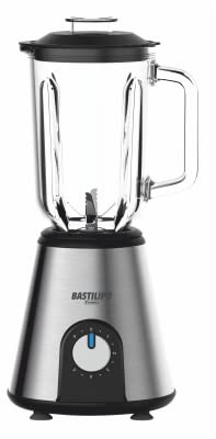 Bastilipo - Batidora de vaso de 1000W, vaso cristal de 1.5L, Acero Inox, 5 velocidades, BVA-1000-INOX