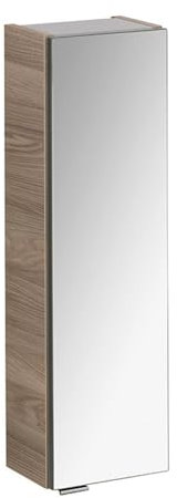 FACKELMANN Hängeschrank Luxor mit Spiegel/Badschrank mit Soft-Close-System/Maße (B x H x T): ca. 20 x 68 x 16 cm/Schrank fürs Bad mit 1 Spiegeltür/Türanschlag rechts/Korpus: Braun hell