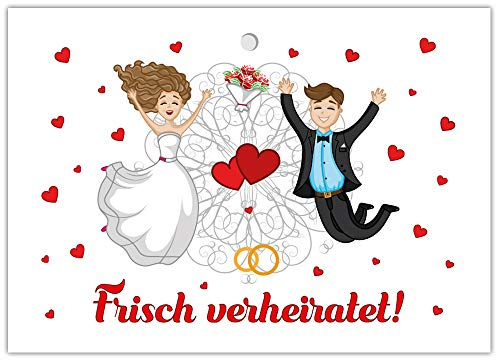 JuNa Party-Experten 25 gelochte Ballonflugkarten Hochzeit für Wünsche an Brautpaar liebevolle extra leichte Ballonkarten für weiten Flug Brautpaar Herzen (25 Karten)