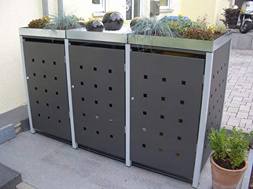 Mülltonnenverkleidung Pflanzdach XL Müllboxen Metall foliert
